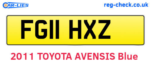 FG11HXZ are the vehicle registration plates.