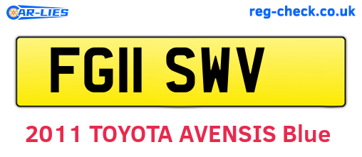FG11SWV are the vehicle registration plates.