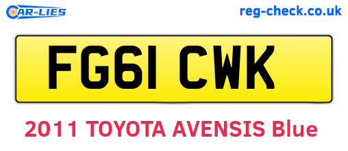 FG61CWK are the vehicle registration plates.