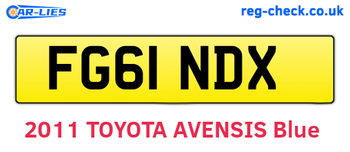 FG61NDX are the vehicle registration plates.