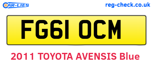 FG61OCM are the vehicle registration plates.