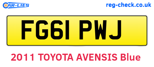 FG61PWJ are the vehicle registration plates.