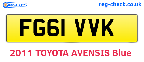 FG61VVK are the vehicle registration plates.