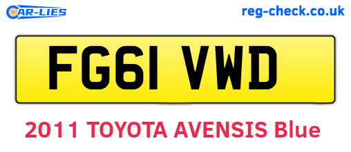 FG61VWD are the vehicle registration plates.