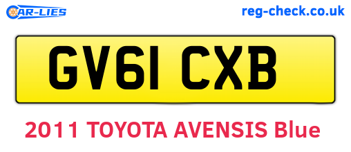 GV61CXB are the vehicle registration plates.