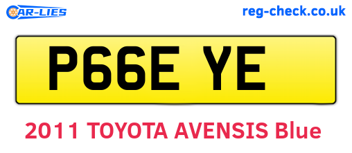 P66EYE are the vehicle registration plates.