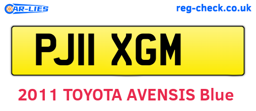 PJ11XGM are the vehicle registration plates.