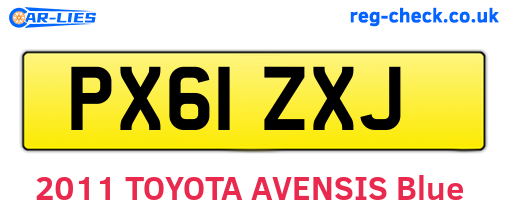PX61ZXJ are the vehicle registration plates.
