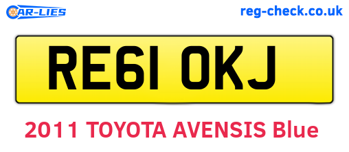RE61OKJ are the vehicle registration plates.