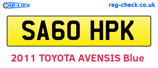 SA60HPK are the vehicle registration plates.