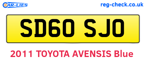 SD60SJO are the vehicle registration plates.