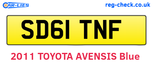 SD61TNF are the vehicle registration plates.