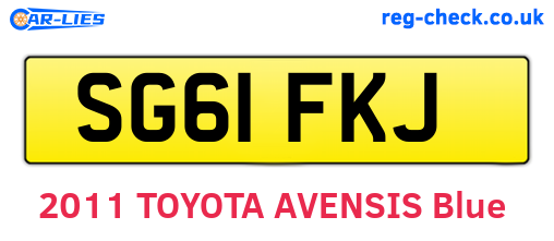 SG61FKJ are the vehicle registration plates.
