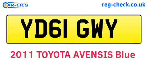 YD61GWY are the vehicle registration plates.