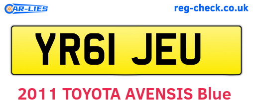 YR61JEU are the vehicle registration plates.