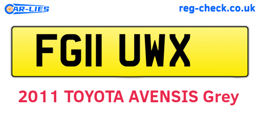 FG11UWX are the vehicle registration plates.
