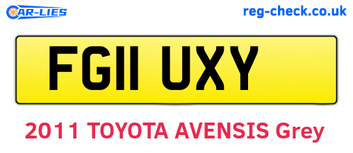 FG11UXY are the vehicle registration plates.