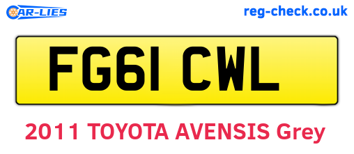 FG61CWL are the vehicle registration plates.