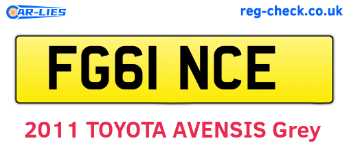 FG61NCE are the vehicle registration plates.