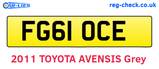 FG61OCE are the vehicle registration plates.