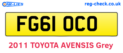 FG61OCO are the vehicle registration plates.