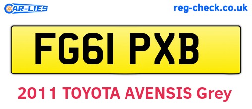 FG61PXB are the vehicle registration plates.