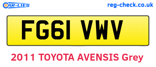 FG61VWV are the vehicle registration plates.