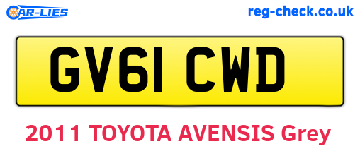 GV61CWD are the vehicle registration plates.