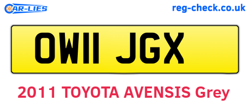 OW11JGX are the vehicle registration plates.