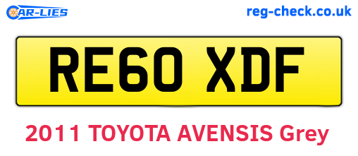 RE60XDF are the vehicle registration plates.
