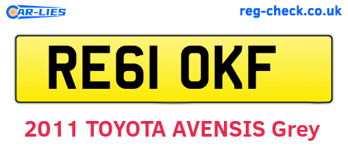 RE61OKF are the vehicle registration plates.