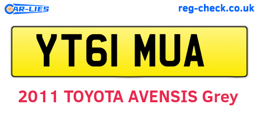 YT61MUA are the vehicle registration plates.