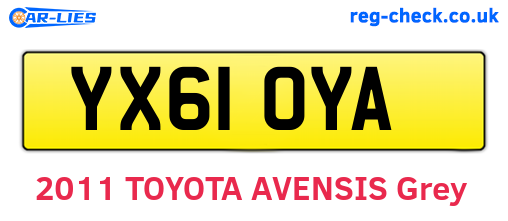 YX61OYA are the vehicle registration plates.