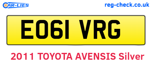EO61VRG are the vehicle registration plates.
