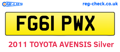 FG61PWX are the vehicle registration plates.