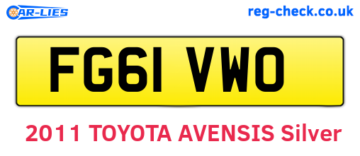FG61VWO are the vehicle registration plates.