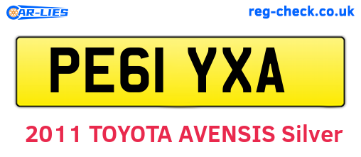 PE61YXA are the vehicle registration plates.