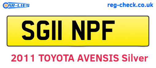 SG11NPF are the vehicle registration plates.