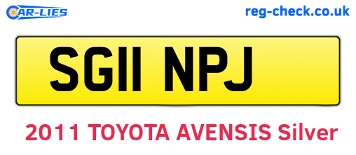 SG11NPJ are the vehicle registration plates.