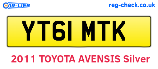 YT61MTK are the vehicle registration plates.