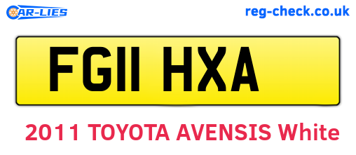 FG11HXA are the vehicle registration plates.