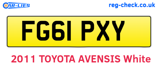 FG61PXY are the vehicle registration plates.