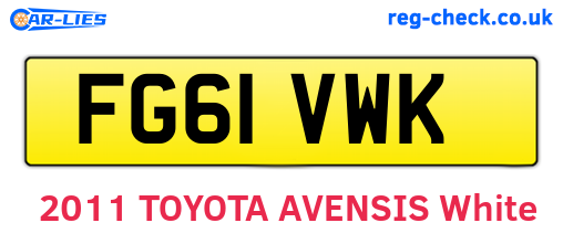 FG61VWK are the vehicle registration plates.