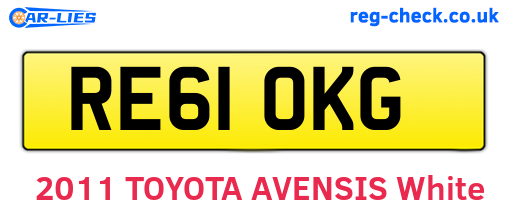 RE61OKG are the vehicle registration plates.