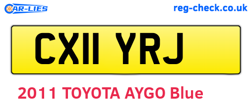 CX11YRJ are the vehicle registration plates.