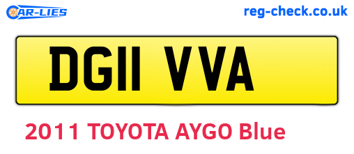 DG11VVA are the vehicle registration plates.