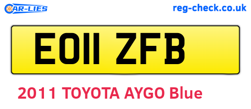 EO11ZFB are the vehicle registration plates.