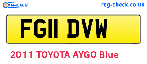 FG11DVW are the vehicle registration plates.