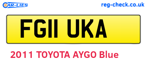 FG11UKA are the vehicle registration plates.
