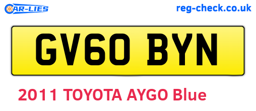 GV60BYN are the vehicle registration plates.